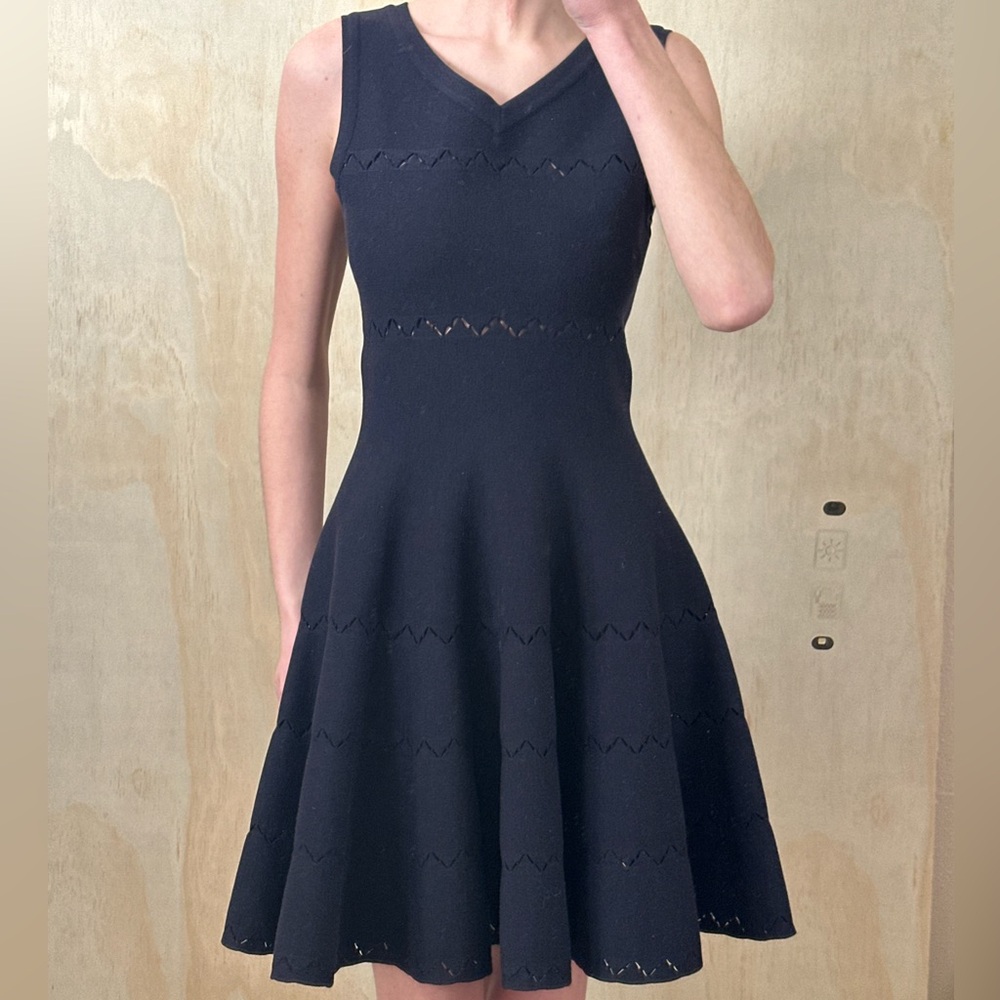 ALAIA Navy V-neck knitted minidress, size FR 42